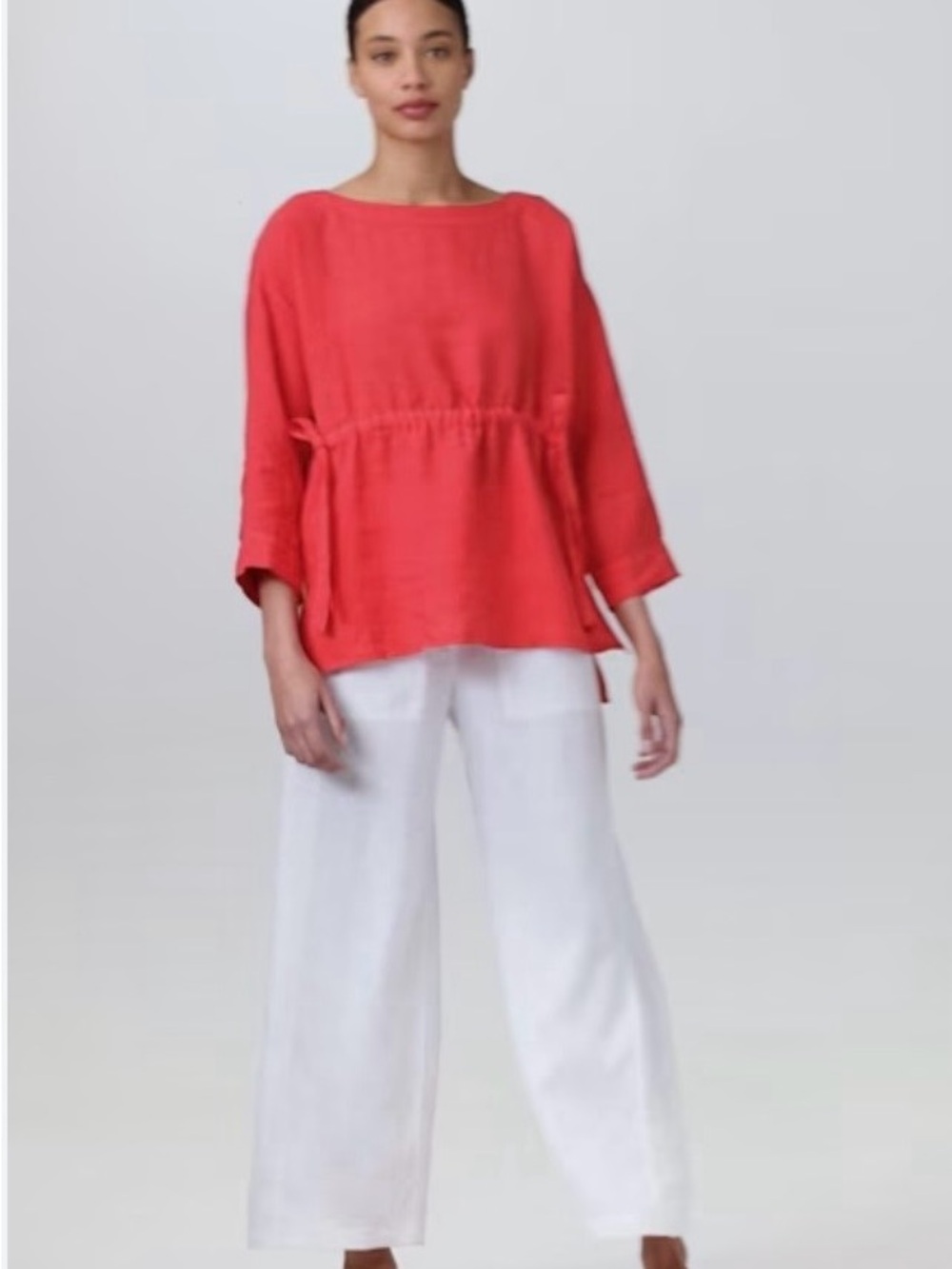 Eileen Fisher garment-Dyed Handkerchief Linen Drawstring Top